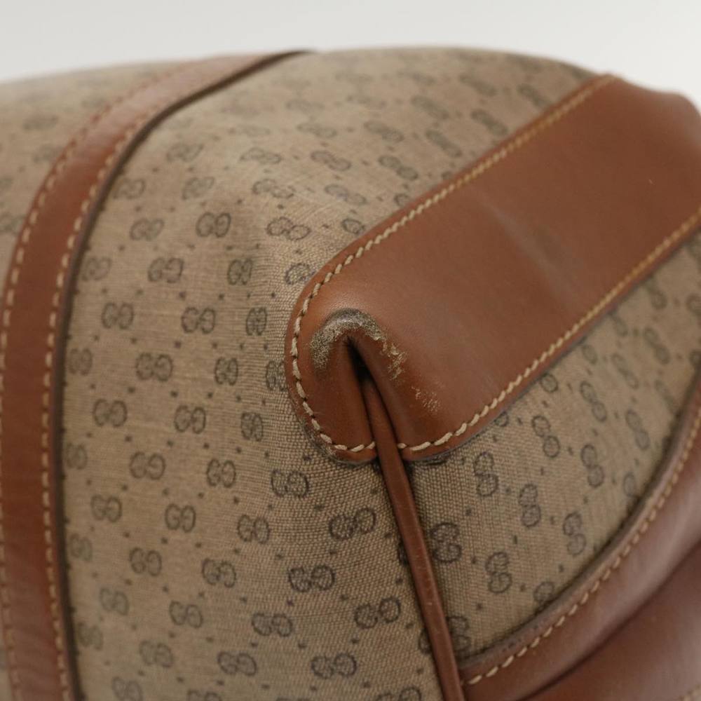 GUCCI Micro GG Canvas Boston Bag PVC Leather Beige Auth fm2107 - Picture 8 of 10